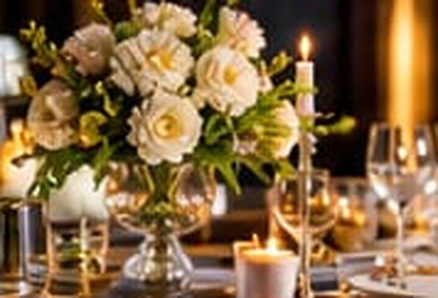 Wedding table with flowers and candles