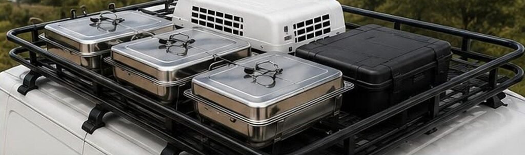 Roof rack with buffet equipment